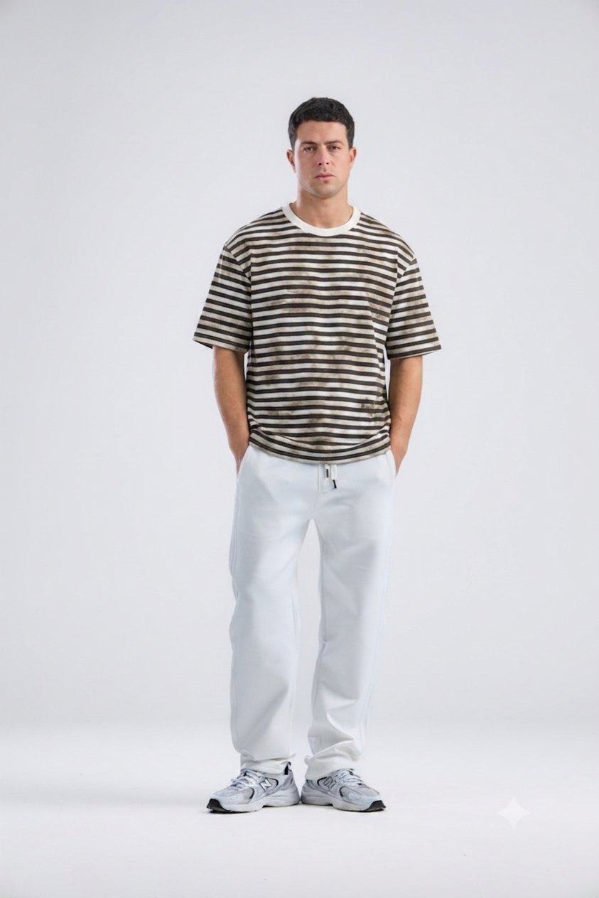 Vintage Stripe Tee – Brown Edition