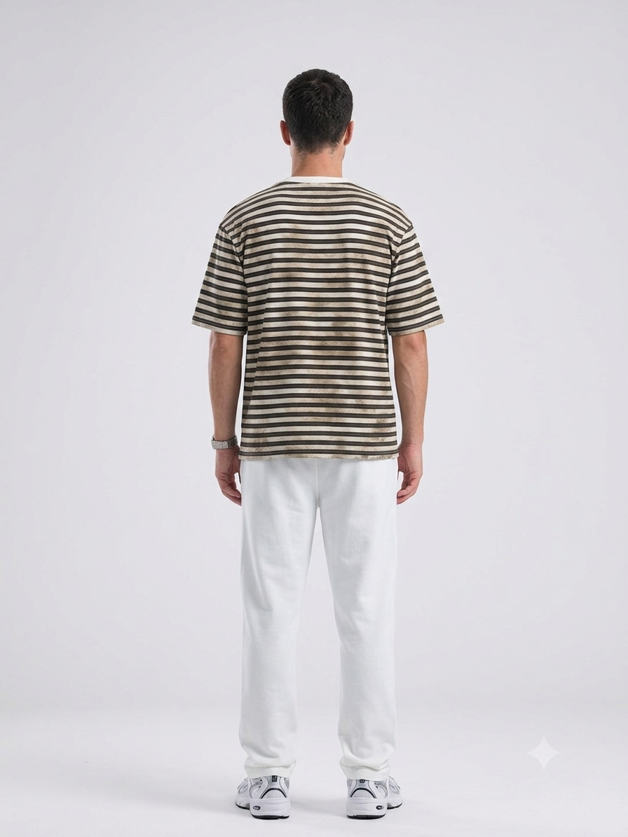 Vintage Stripe Tee – Brown Edition