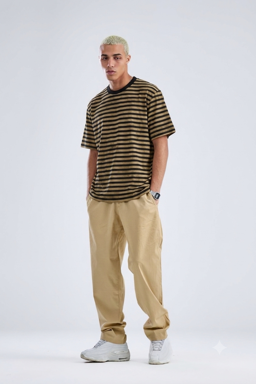 Vintage Stripe Tee – Brown Edition