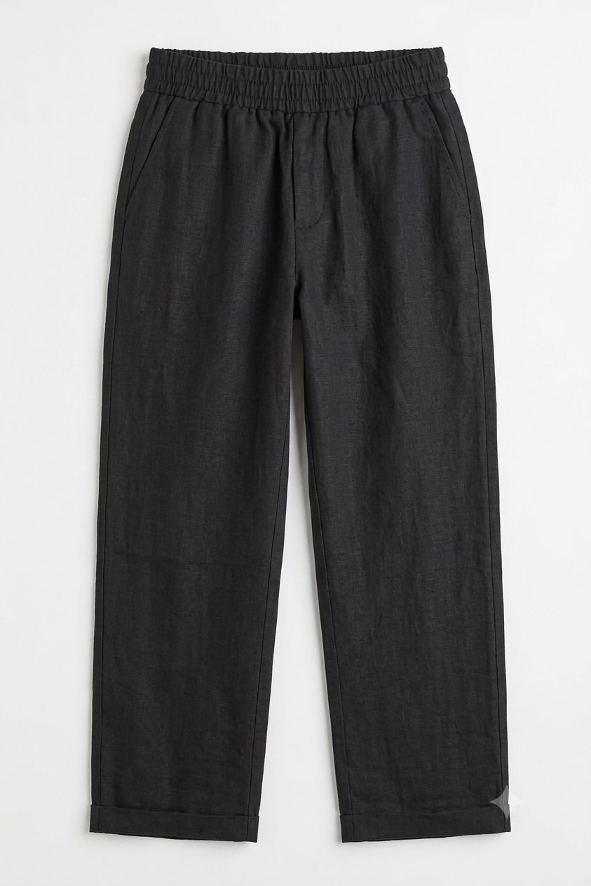 Linen Ease Wide-Leg Pants – Charcoal Edition