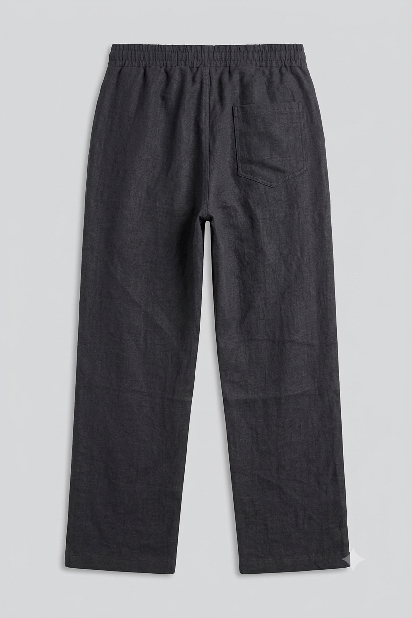 Linen Ease Wide-Leg Pants – Charcoal Edition