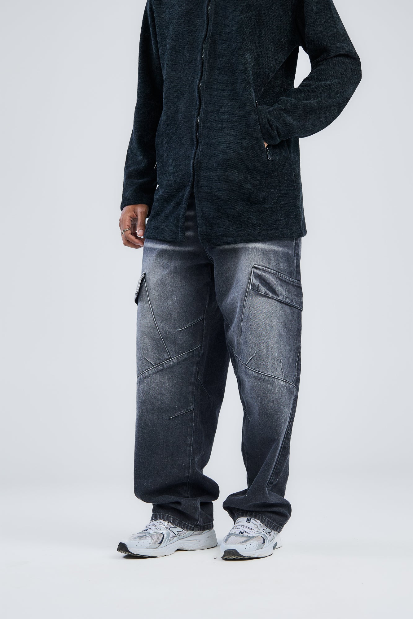 Balloon Fit Cargo Washed Denim