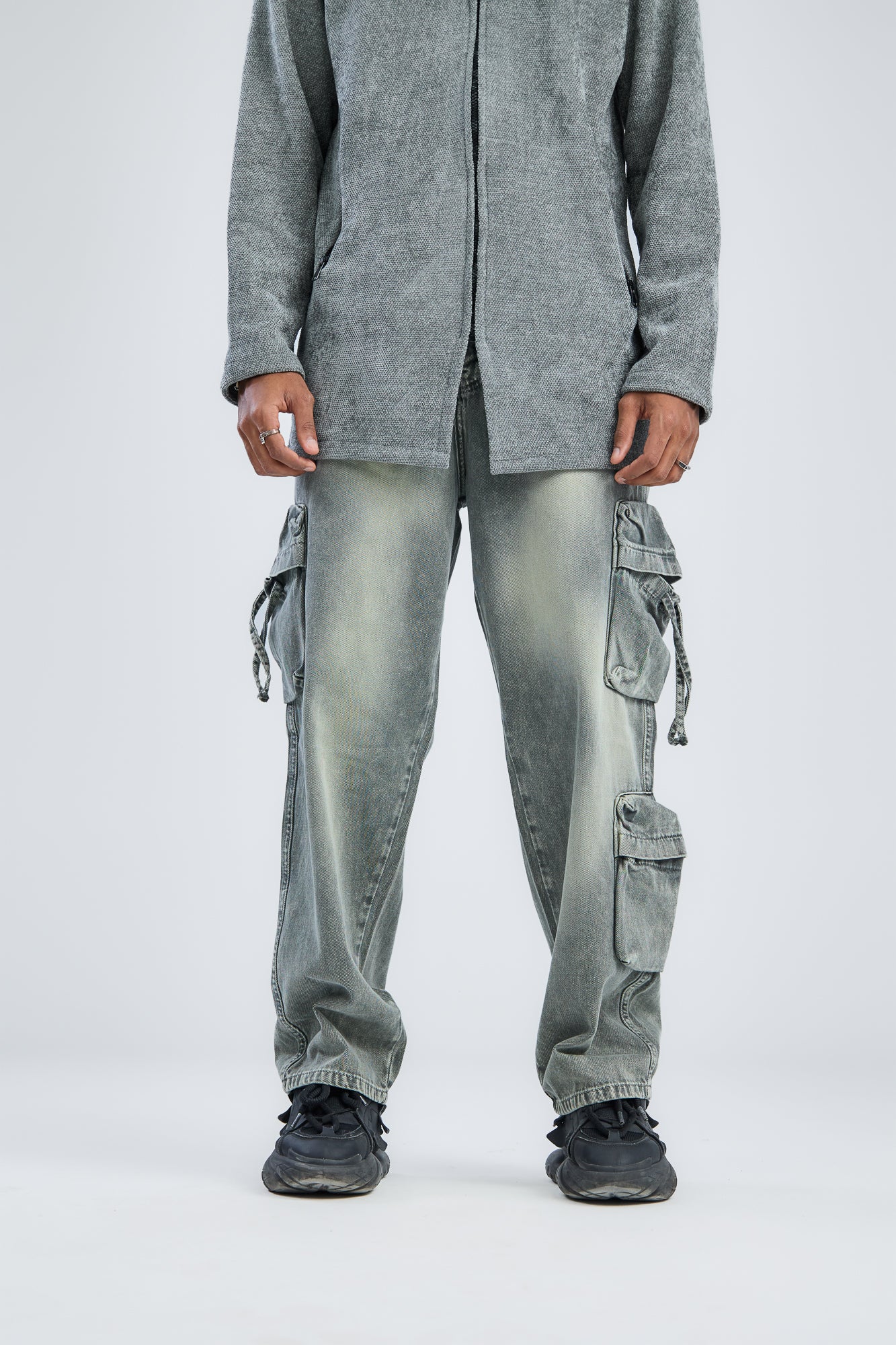 Vintage Grey Utility Cargo Denim