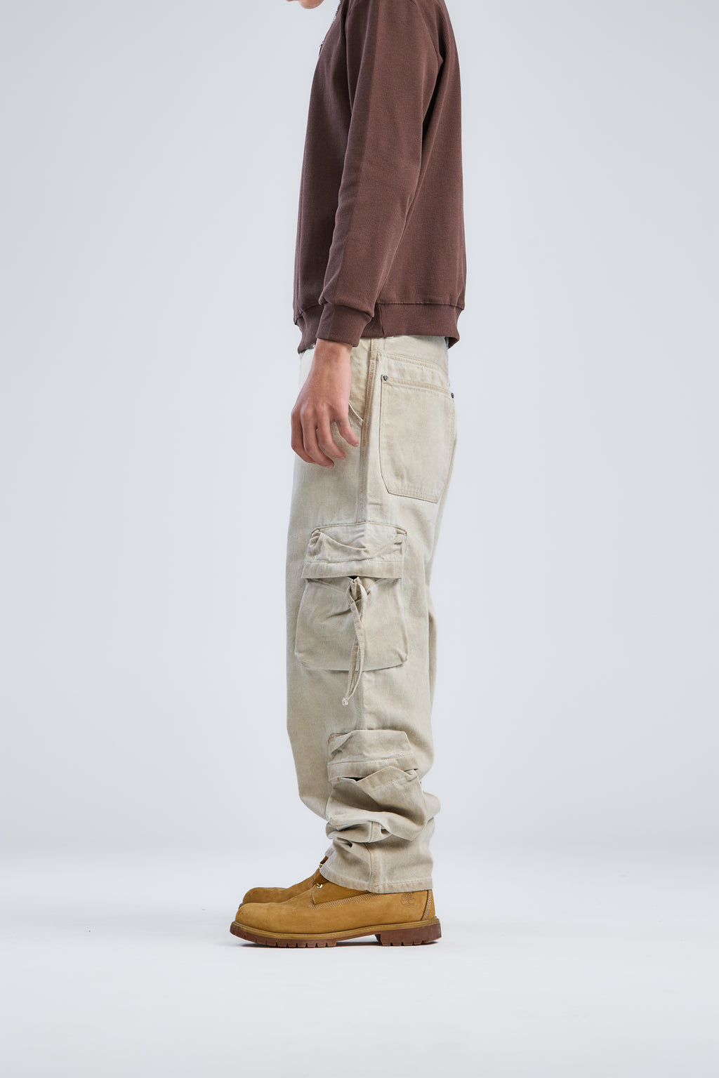 Balloon fit cargo denim jeans