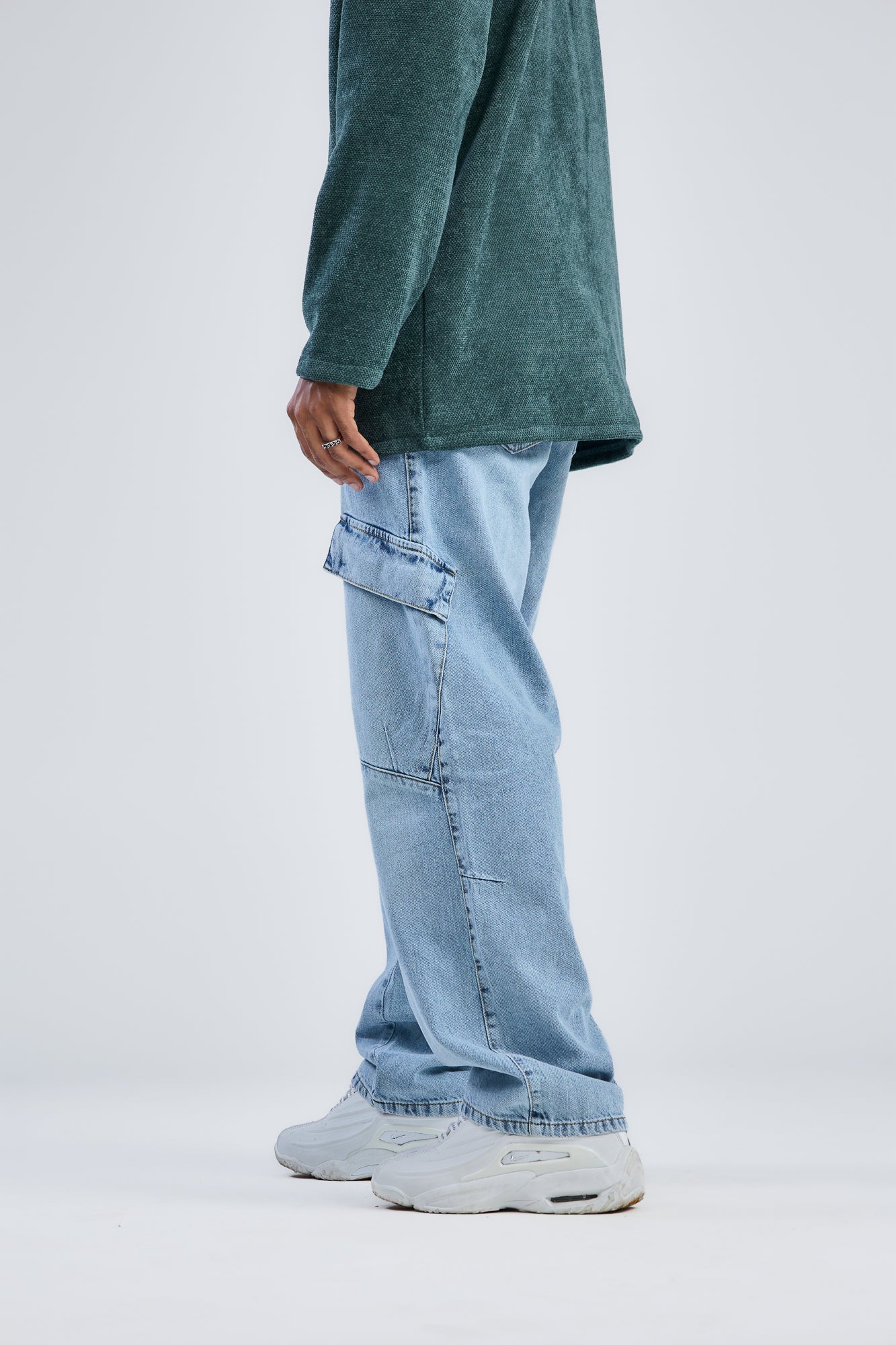 Balloon Fit Cargo Washed Denim