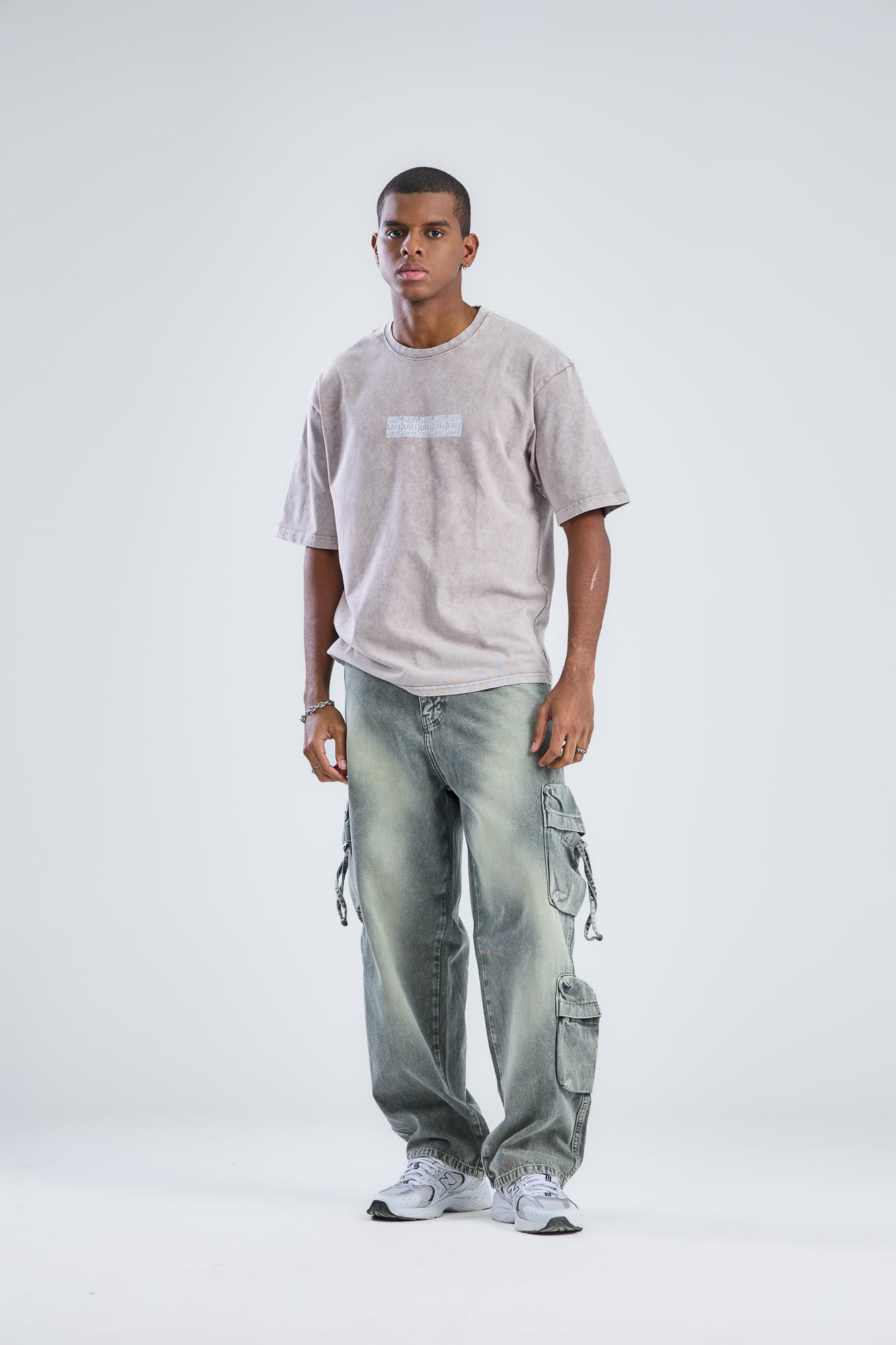 STILL FREE THUG Printed Washed T-shirt
