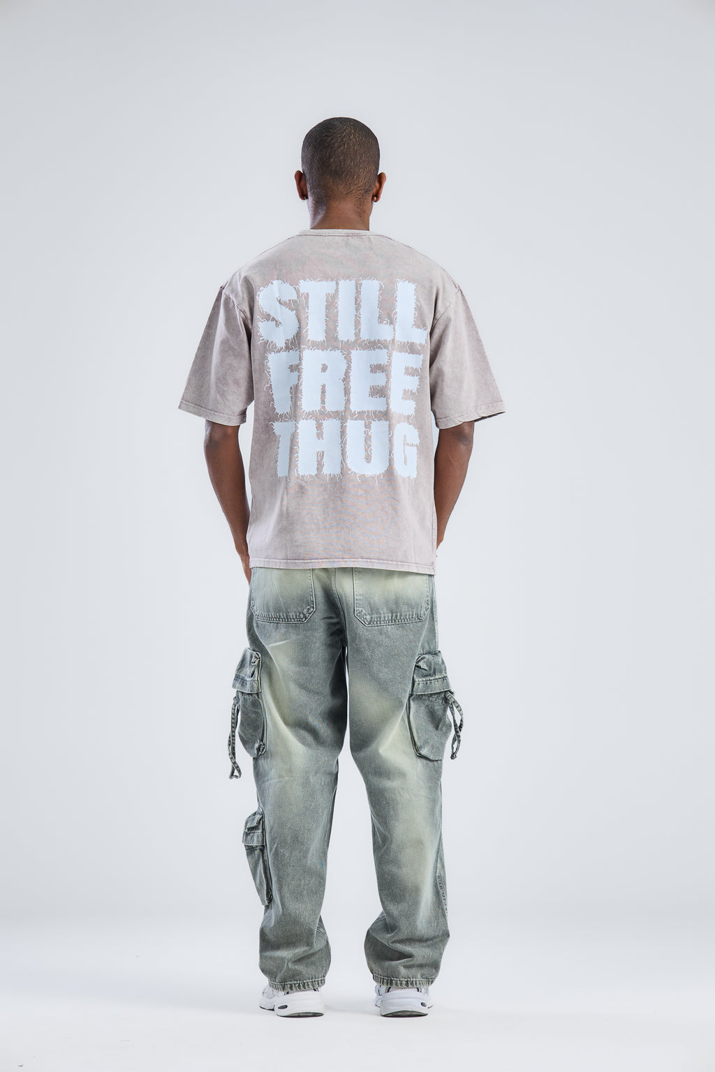 STILL FREE THUG Printed Washed T-shirt