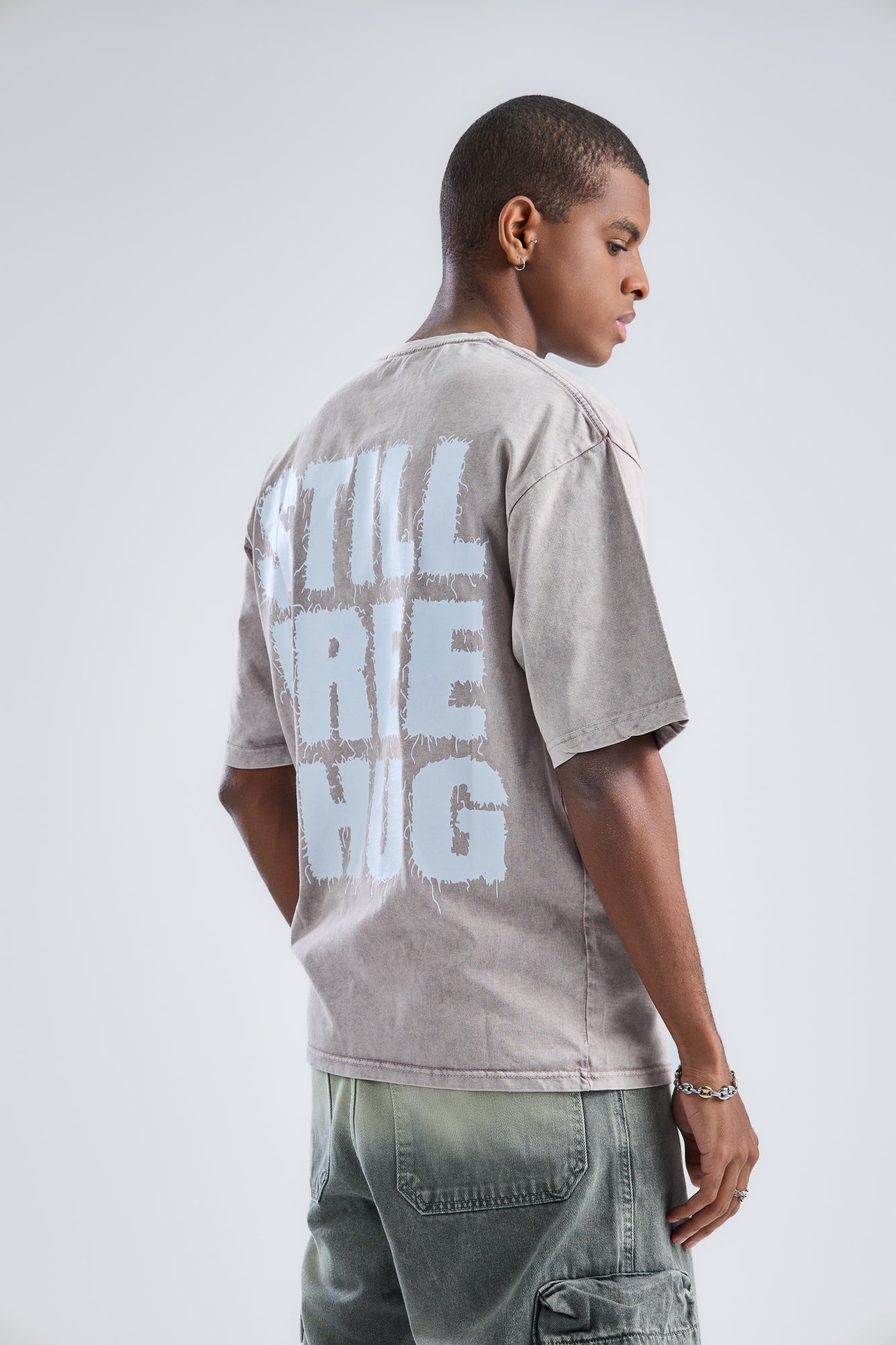 STILL FREE THUG Printed Washed T-shirt