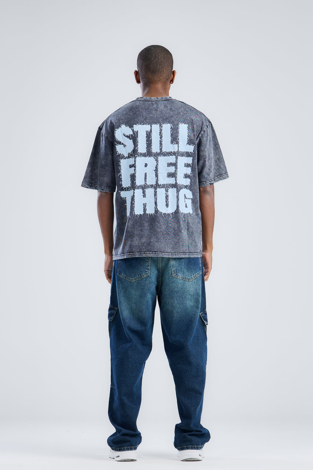 STILL FREE THUG Printed Washed T-shirt