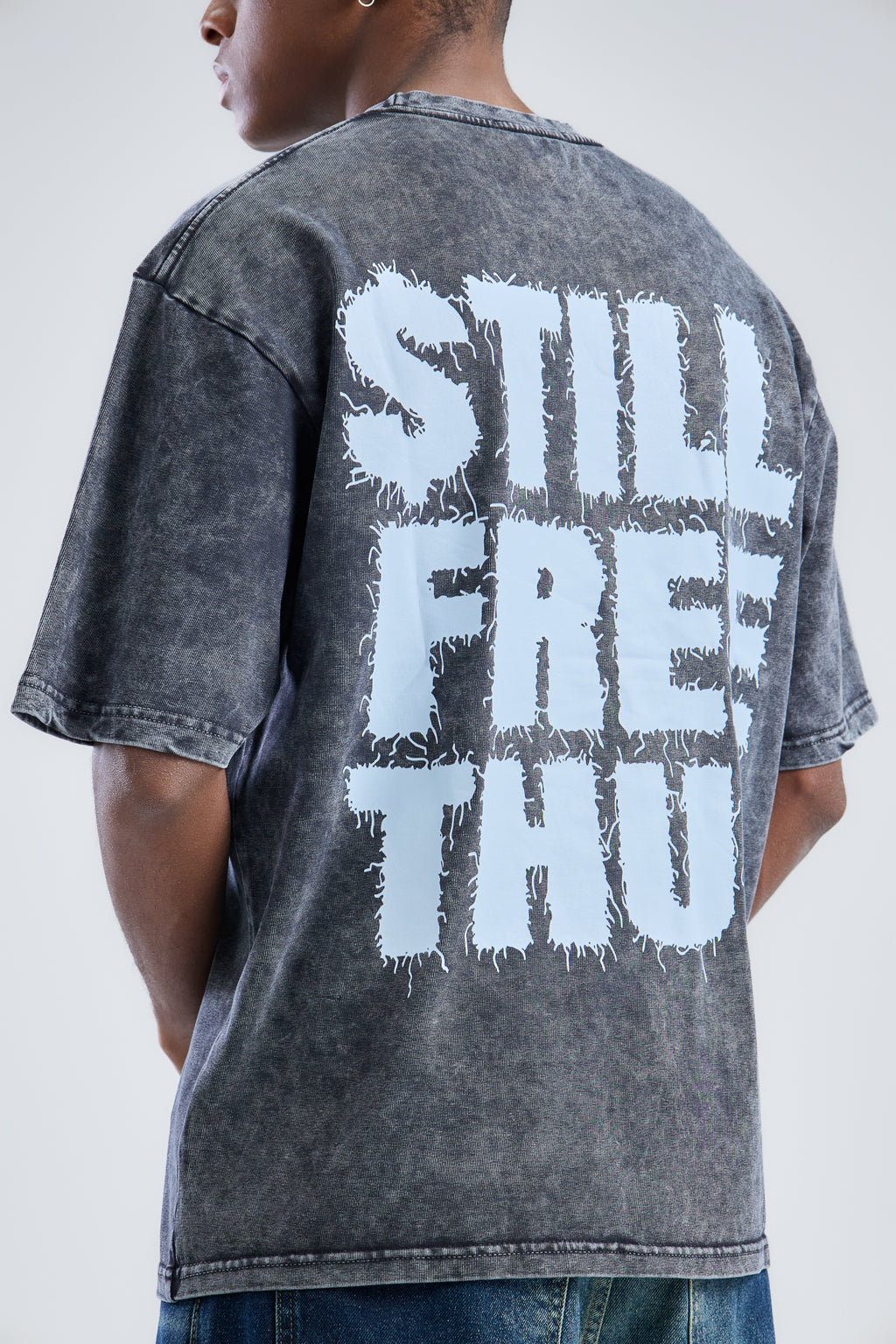 STILL FREE THUG Printed Washed T-shirt