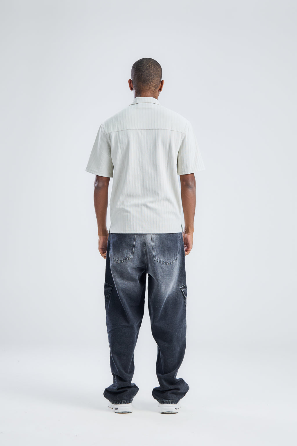 Vertical Stripe Zip Polo Shirt