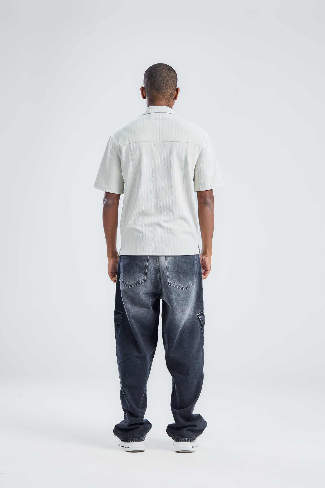 Vertical Stripe Zip Polo Shirt