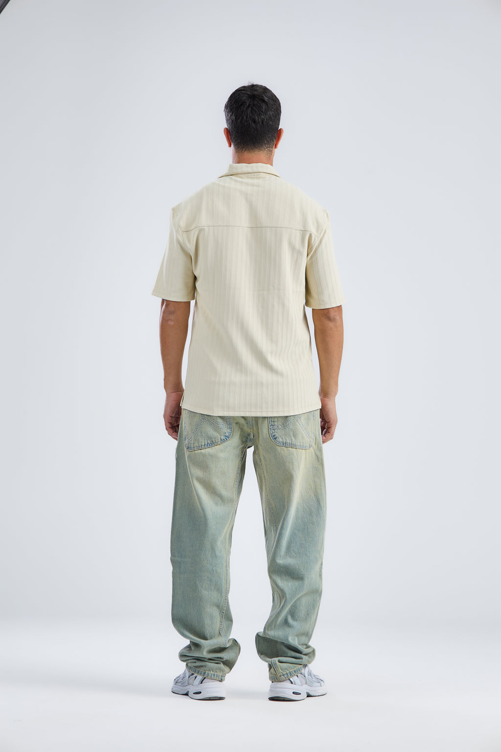 Vertical Stripe Zip Polo Shirt