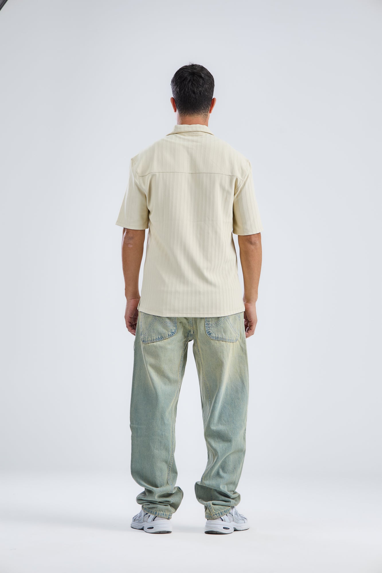 Vertical Stripe Zip Polo Shirt
