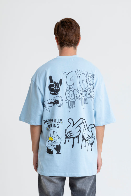 BACK & FRONT PRINTED T-SHIRT OVERSIZED