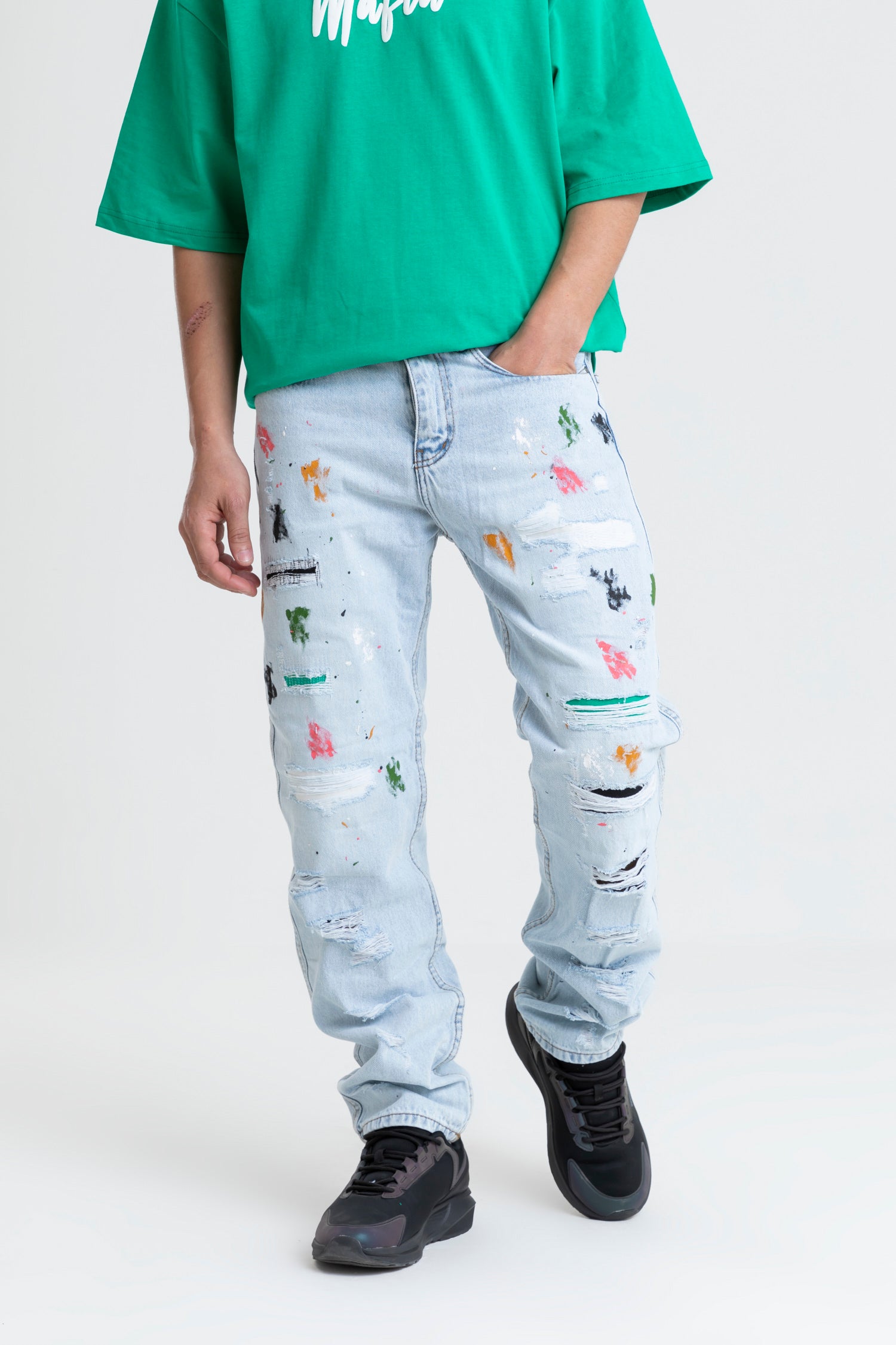 BOHO ICED JEANS WIDE LEG