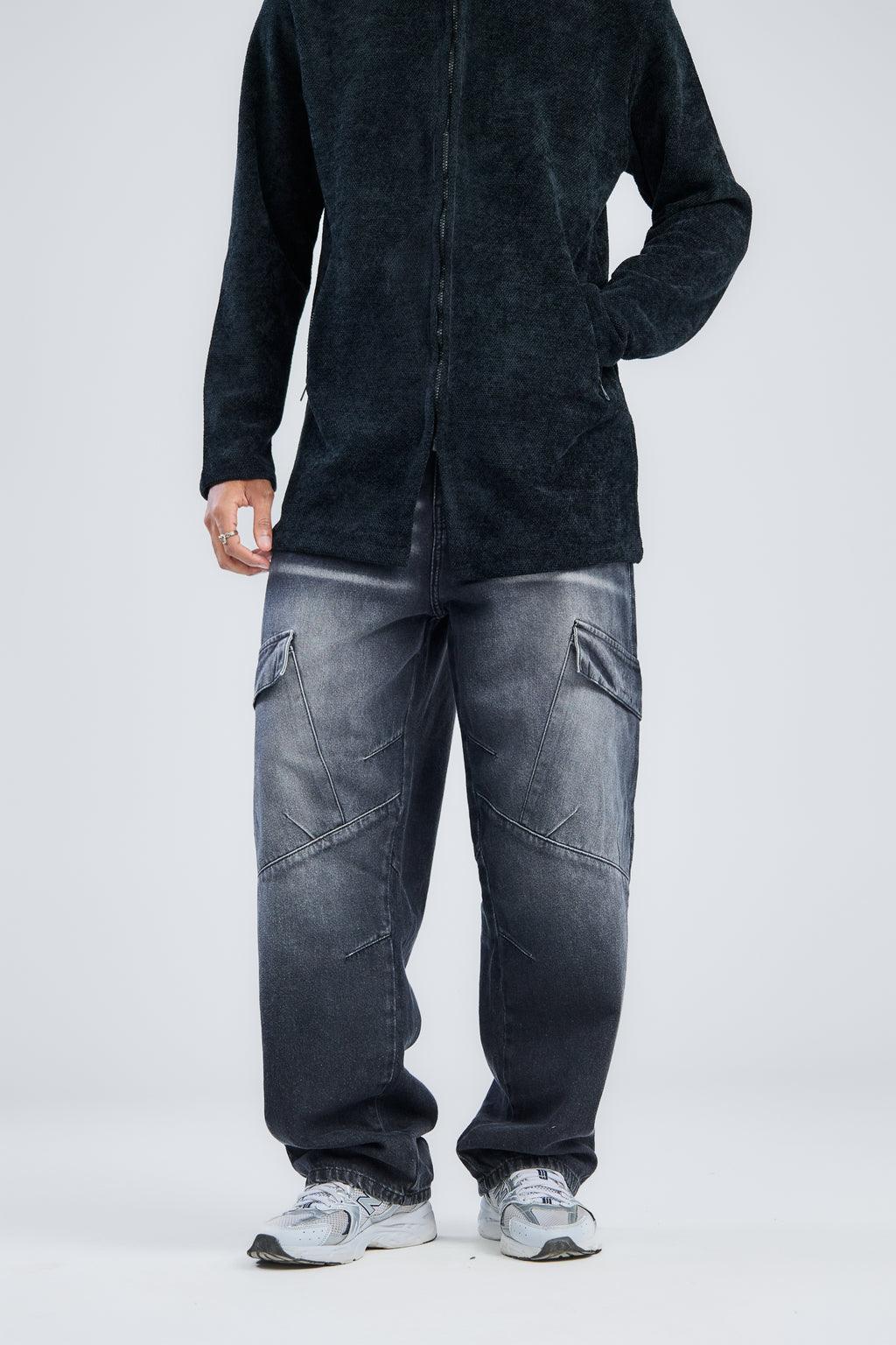 Balloon Fit Cargo Washed Denim