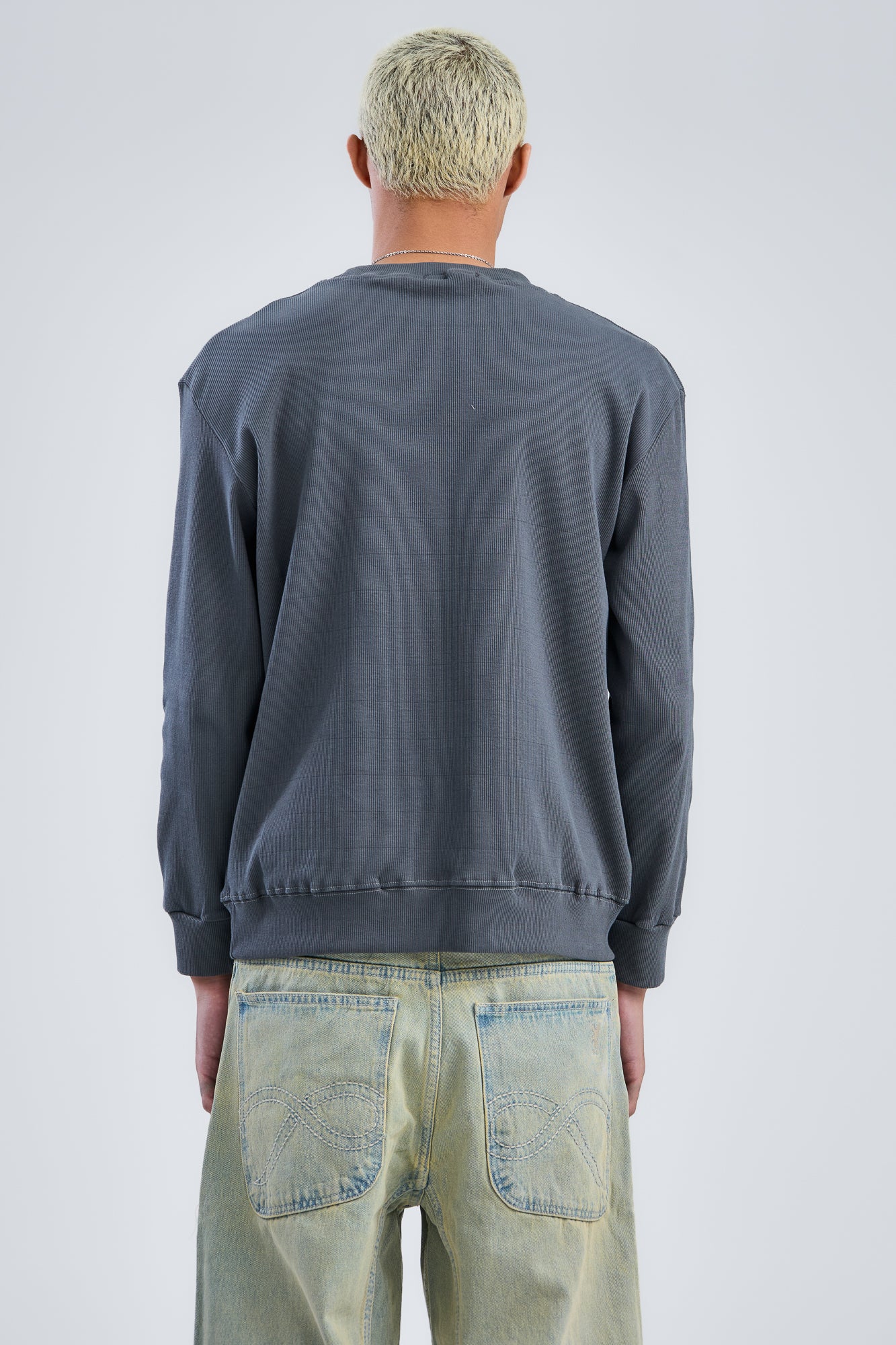 Basic Ribbed Trims Round T-Shirt