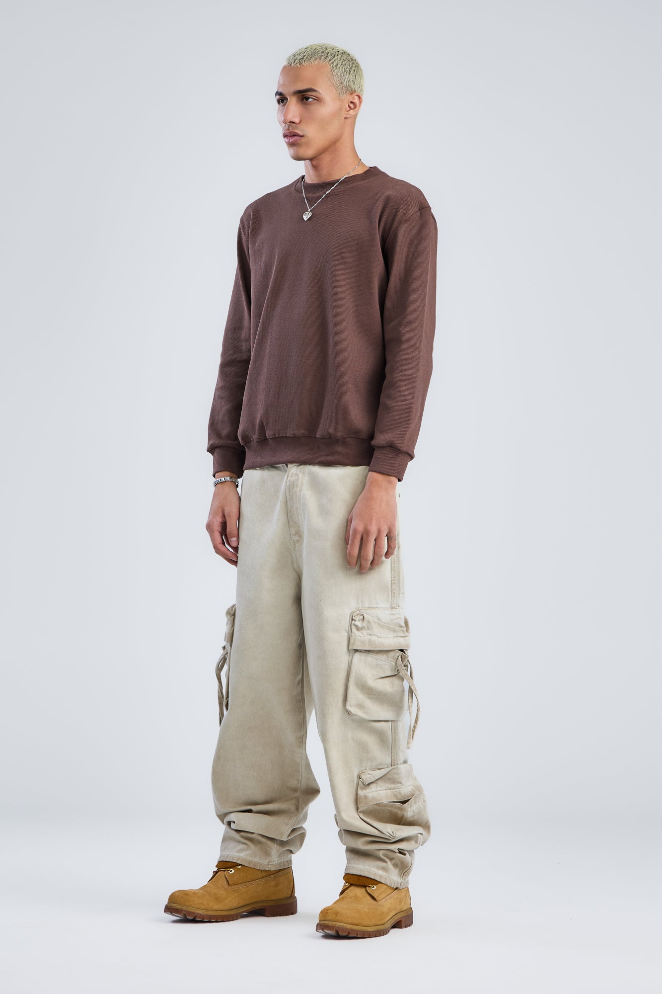 Basic Ribbed Trims Round T-Shirt