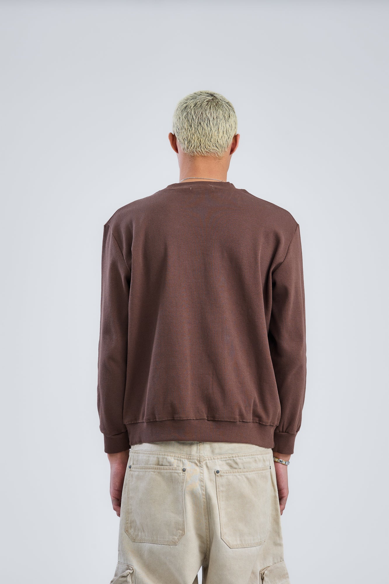Basic Ribbed Trims Round T-Shirt