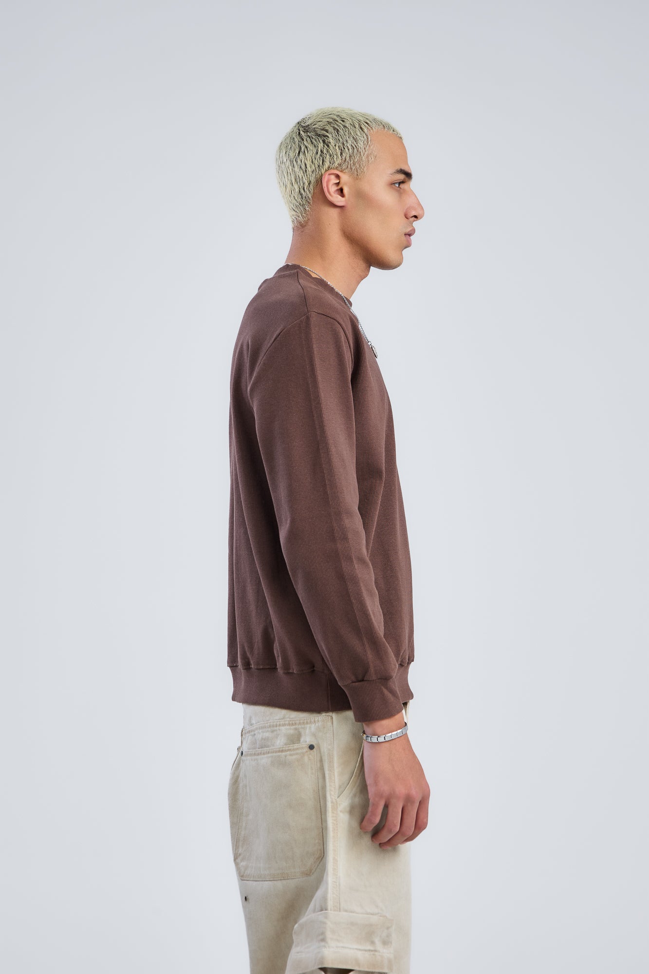 Basic Ribbed Trims Round T-Shirt