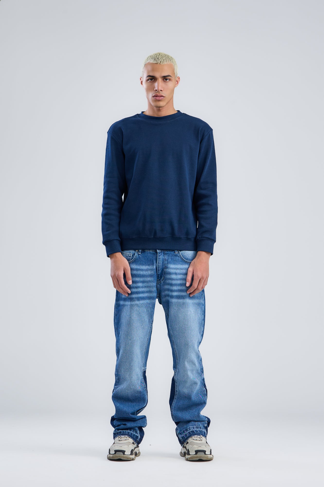 Basic Ribbed Trims Round T-Shirt