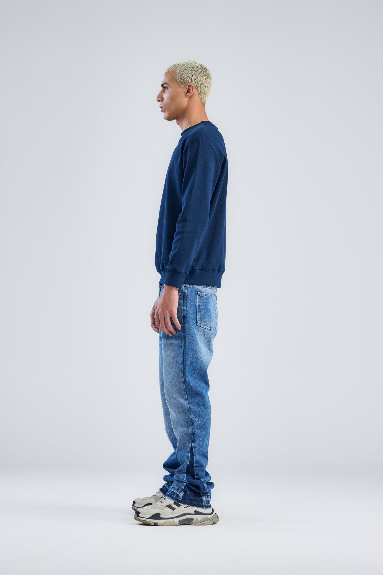 Basic Ribbed Trims Round T-Shirt