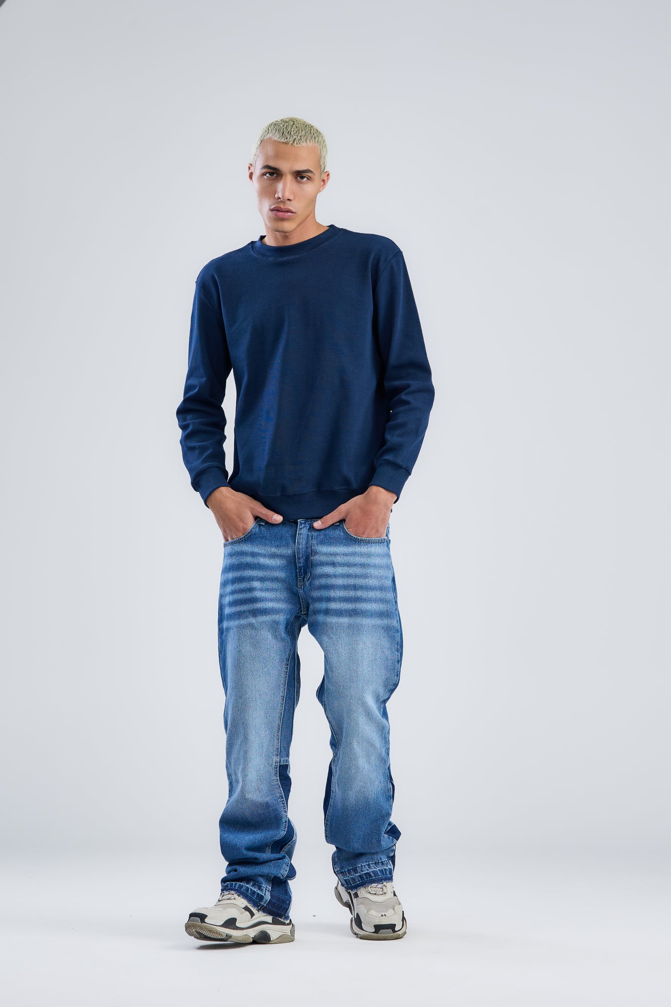 Basic Ribbed Trims Round T-Shirt