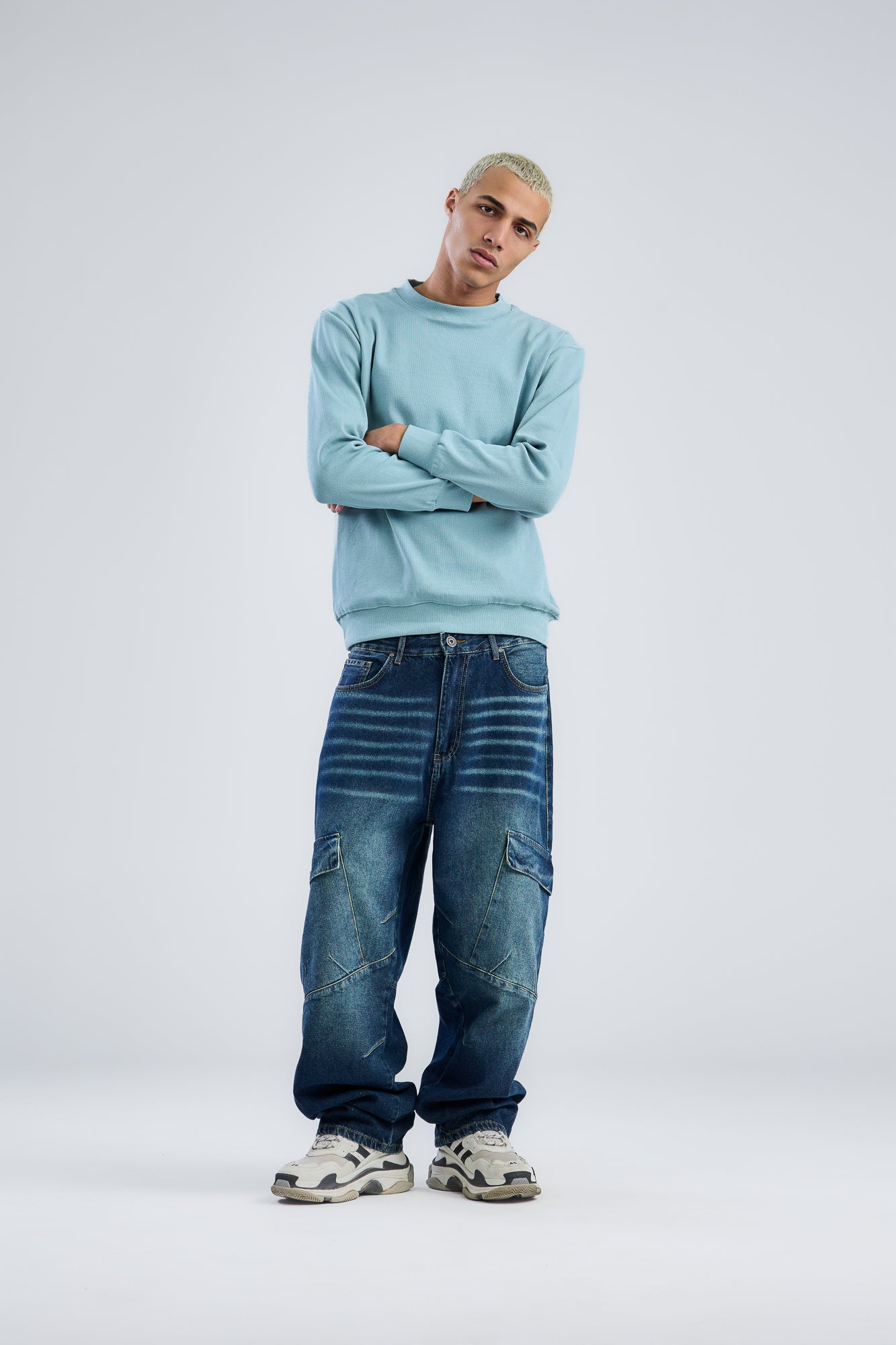 Basic Ribbed Trims Round T-Shirt