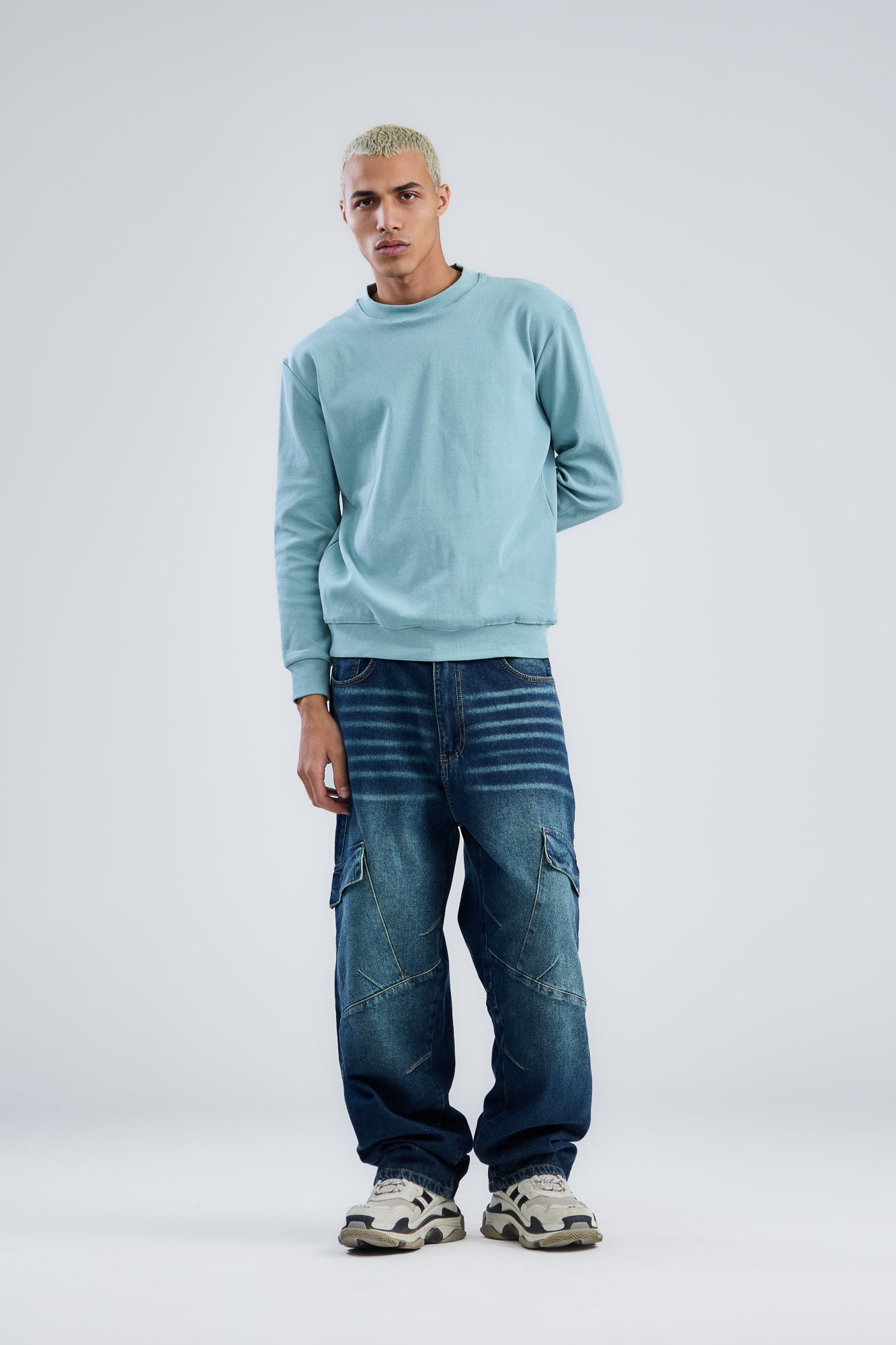 Basic Ribbed Trims Round T-Shirt
