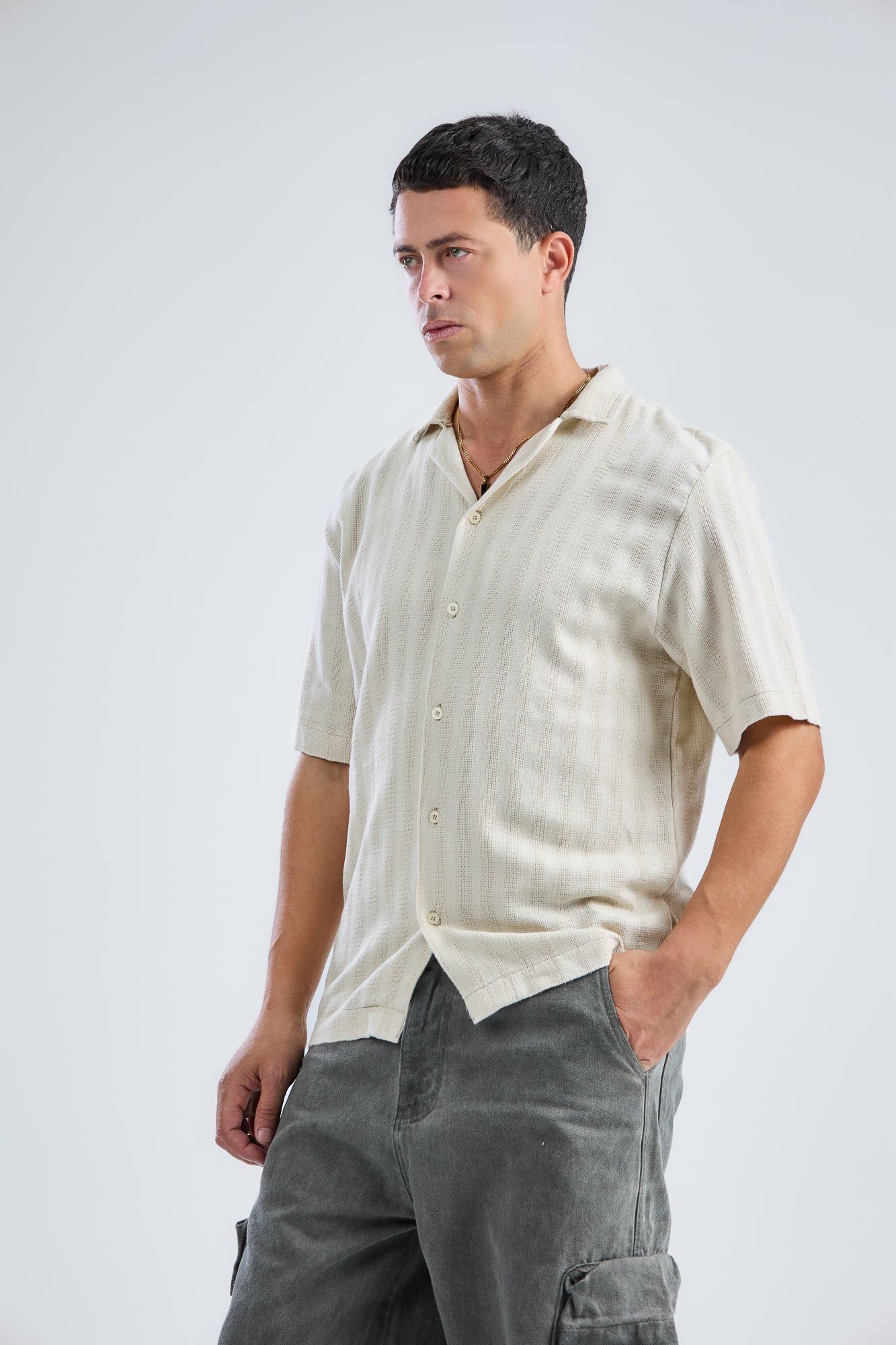 Striped-Knit Shirt Regular-Fit
