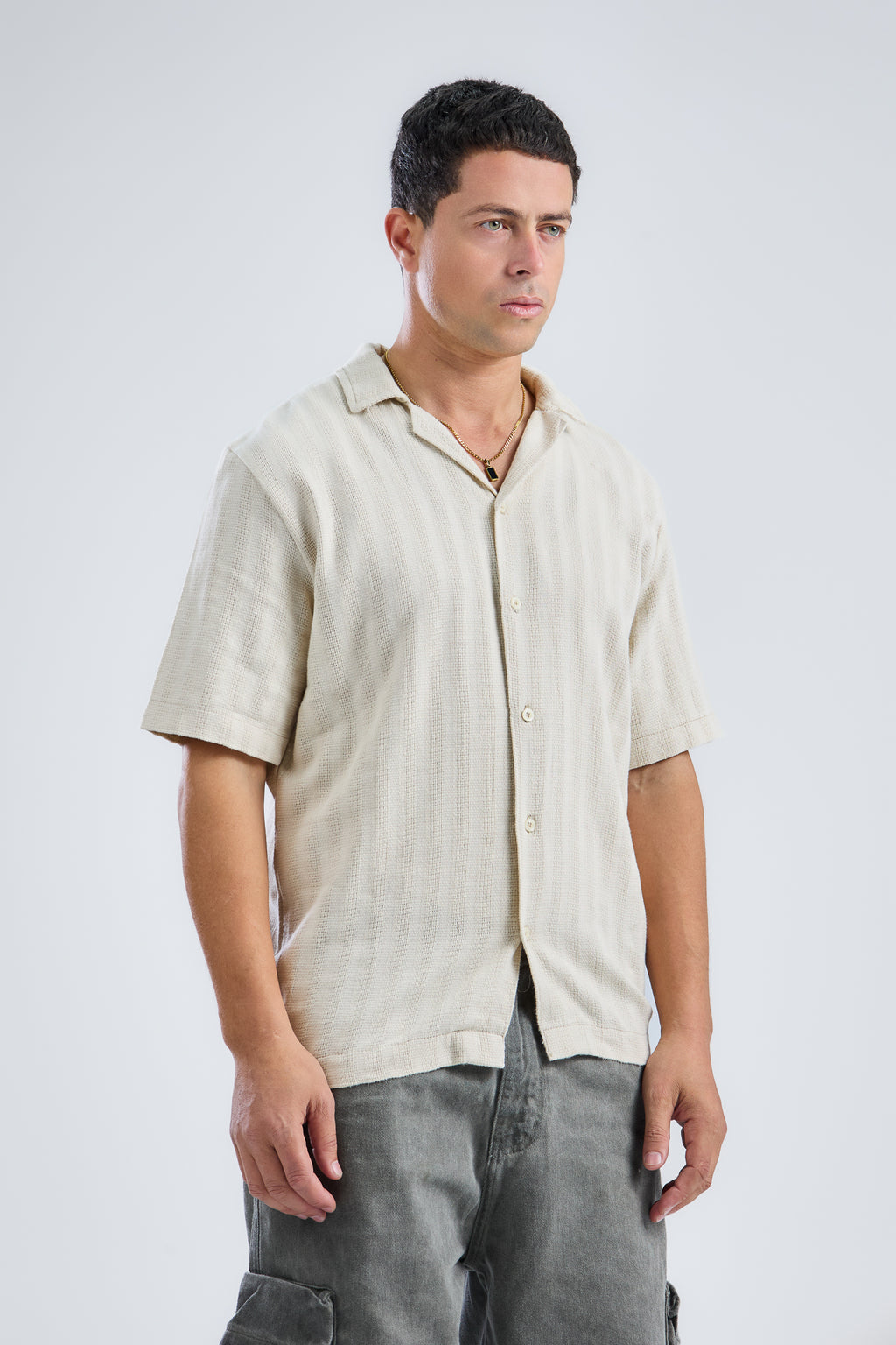 Striped-Knit Shirt Regular-Fit
