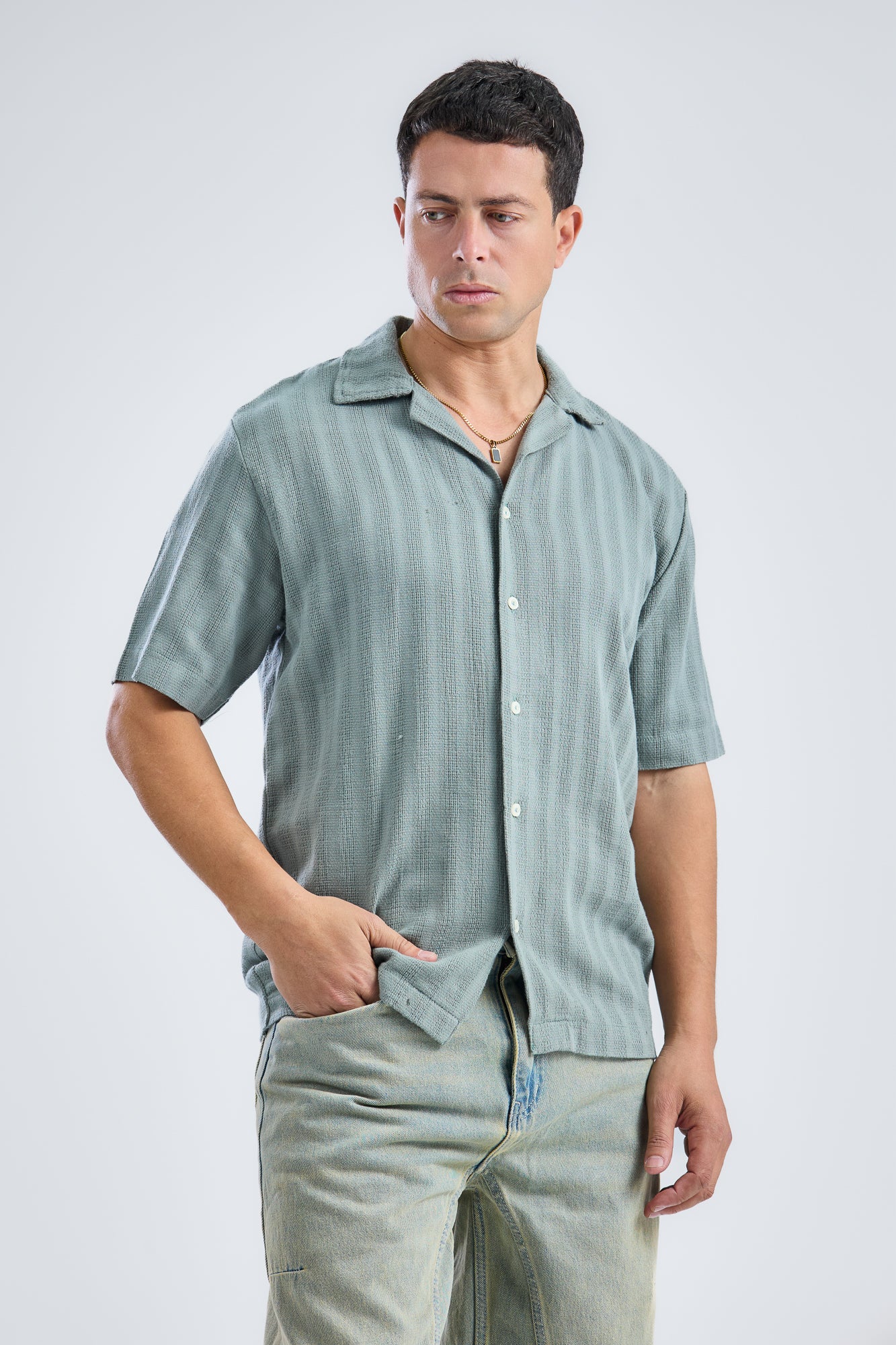 Striped-Knit Shirt Regular-Fit