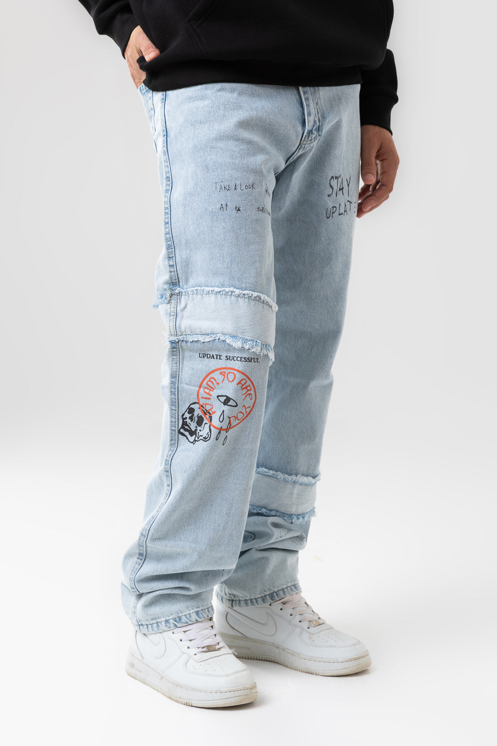 PRINTED WIDE LEG JEANS