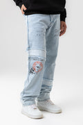 PRINTED WIDE LEG JEANS