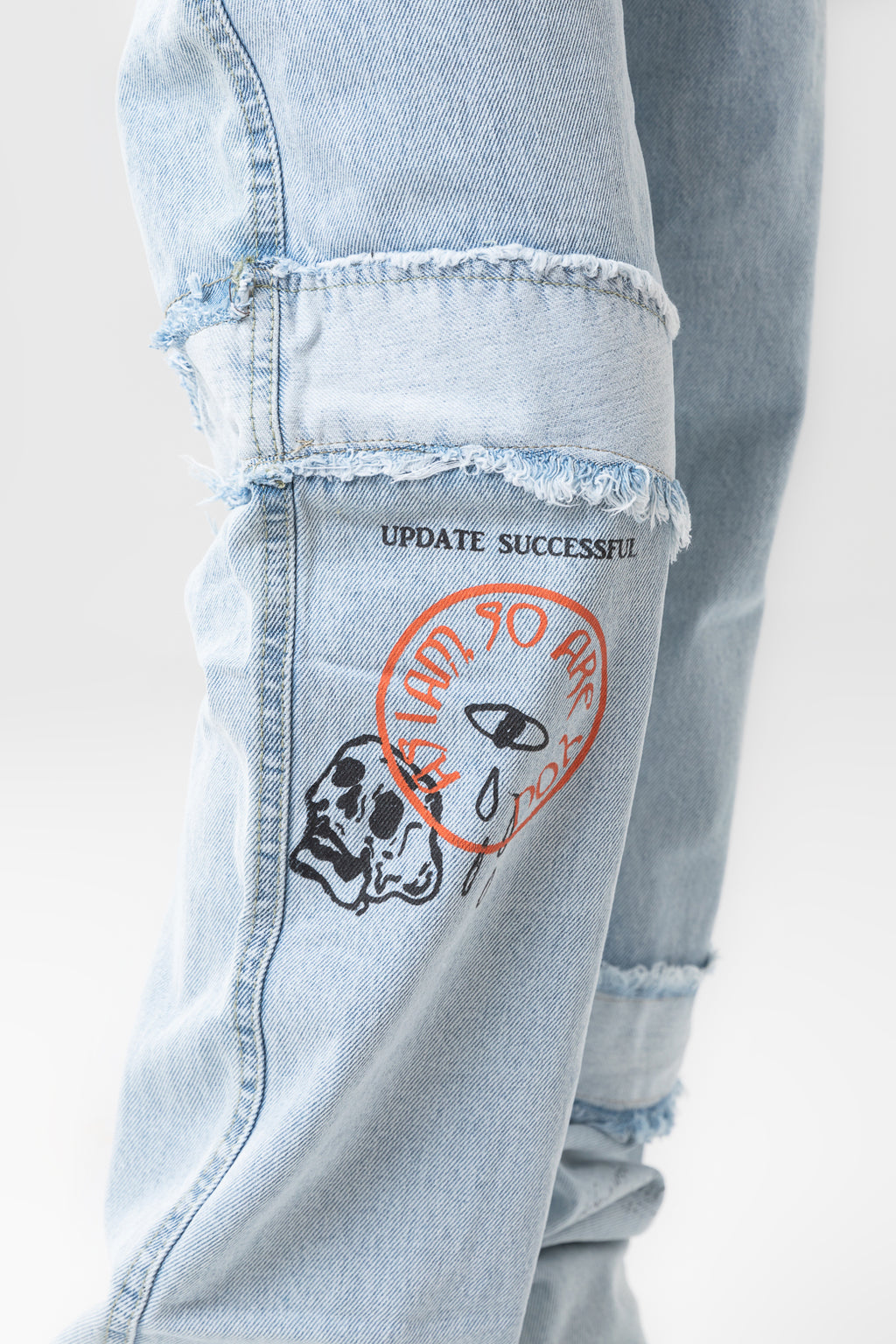 PRINTED WIDE LEG JEANS