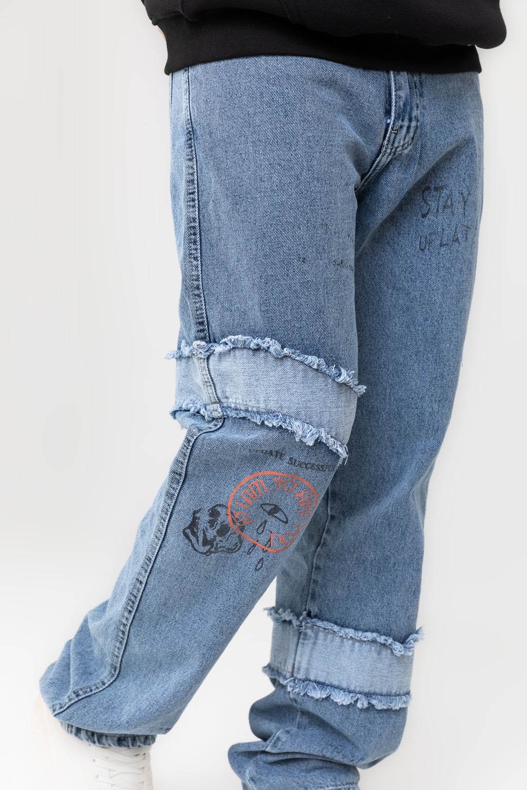 PRINTED WIDE LEG JEANS