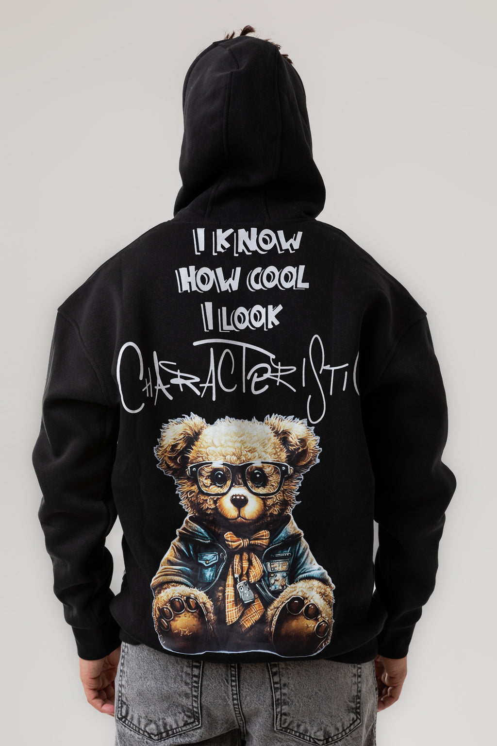 BEAR BACK PRINTED HOODIE
