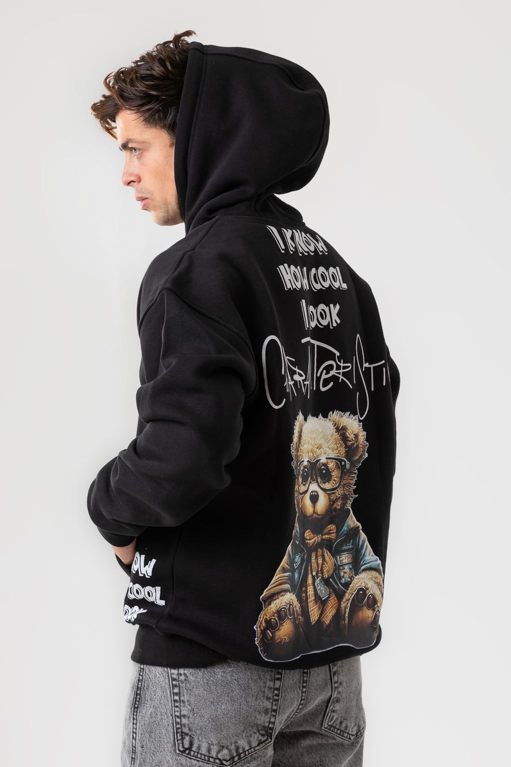 BEAR BACK PRINTED HOODIE