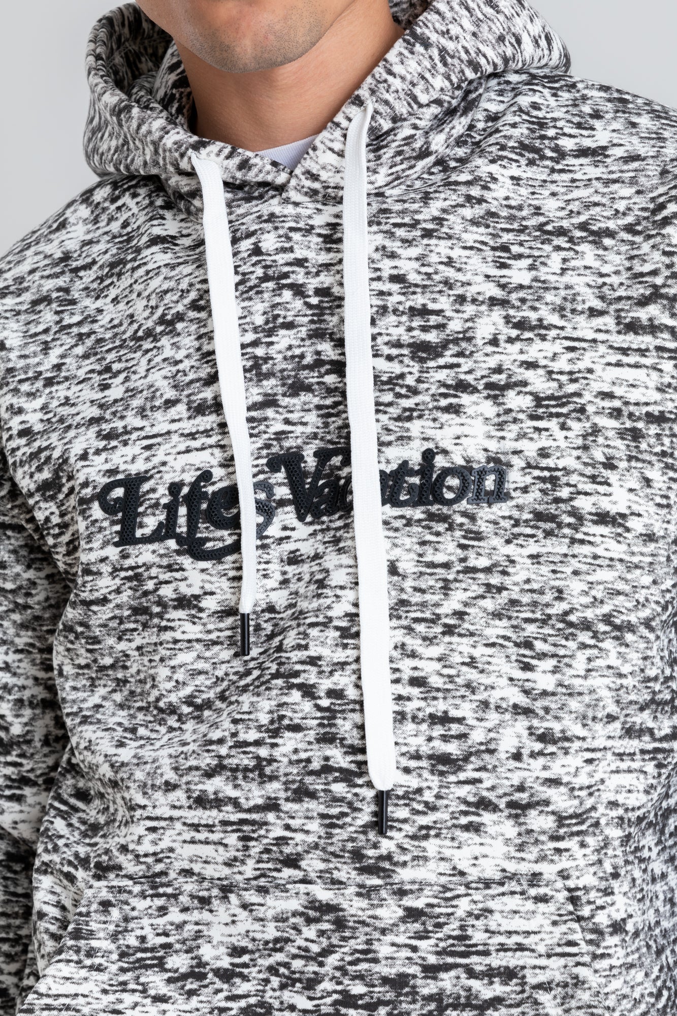 WHITE & BLACK PATTERNED HOODIE